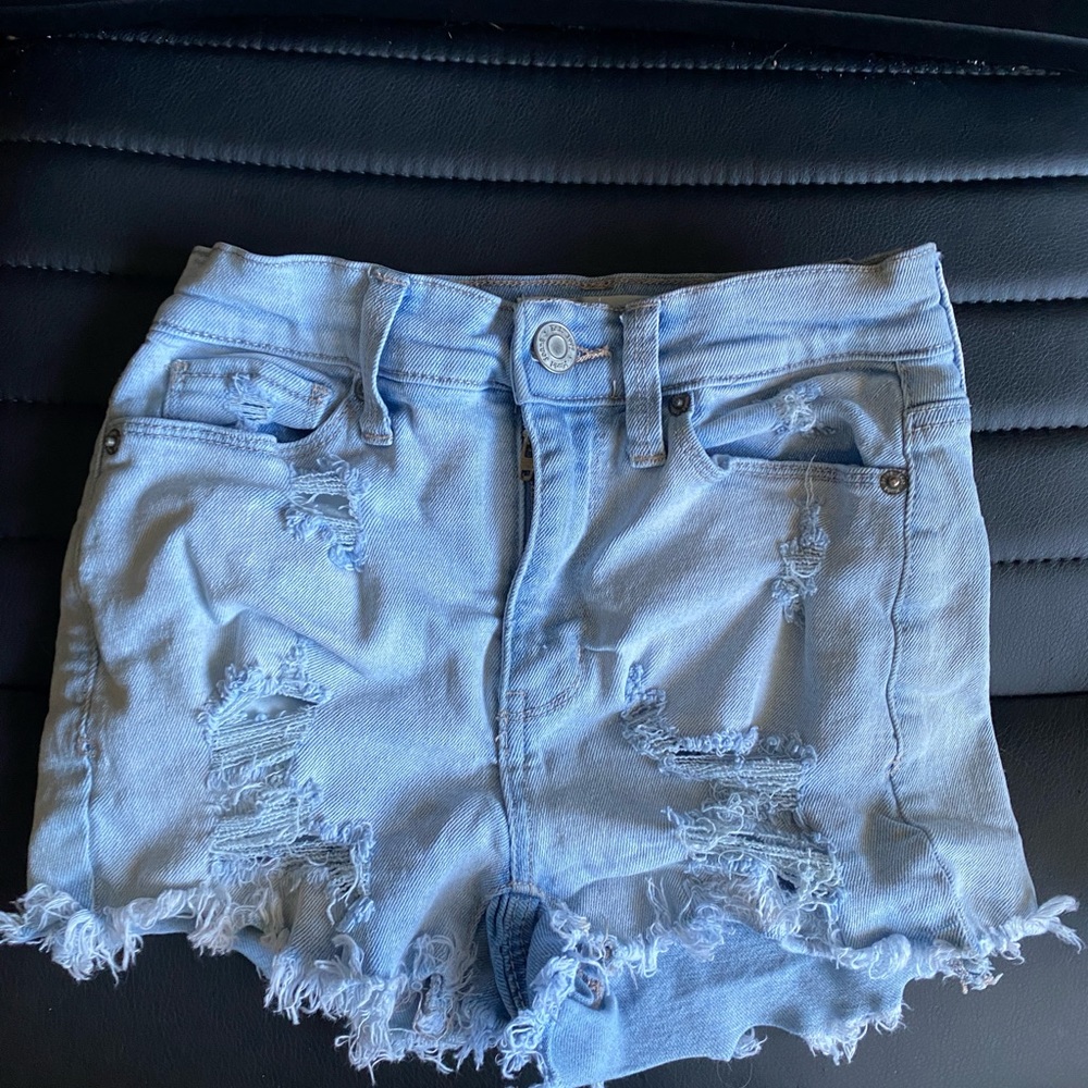 Light wash denim shorts